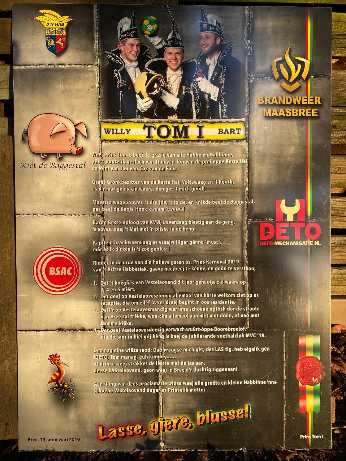 Proklamasie Prins Tom 1e