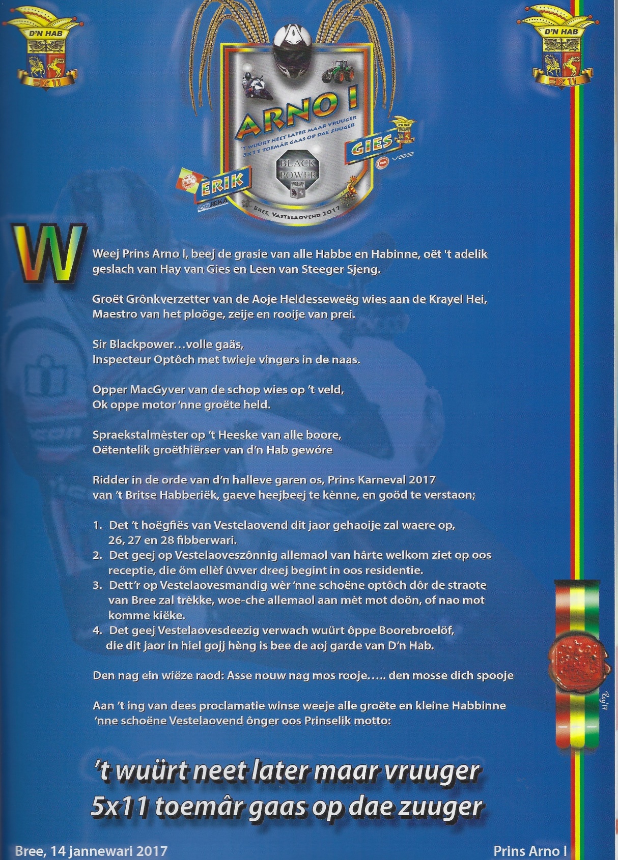 Proklamatie Prins Arno 1e