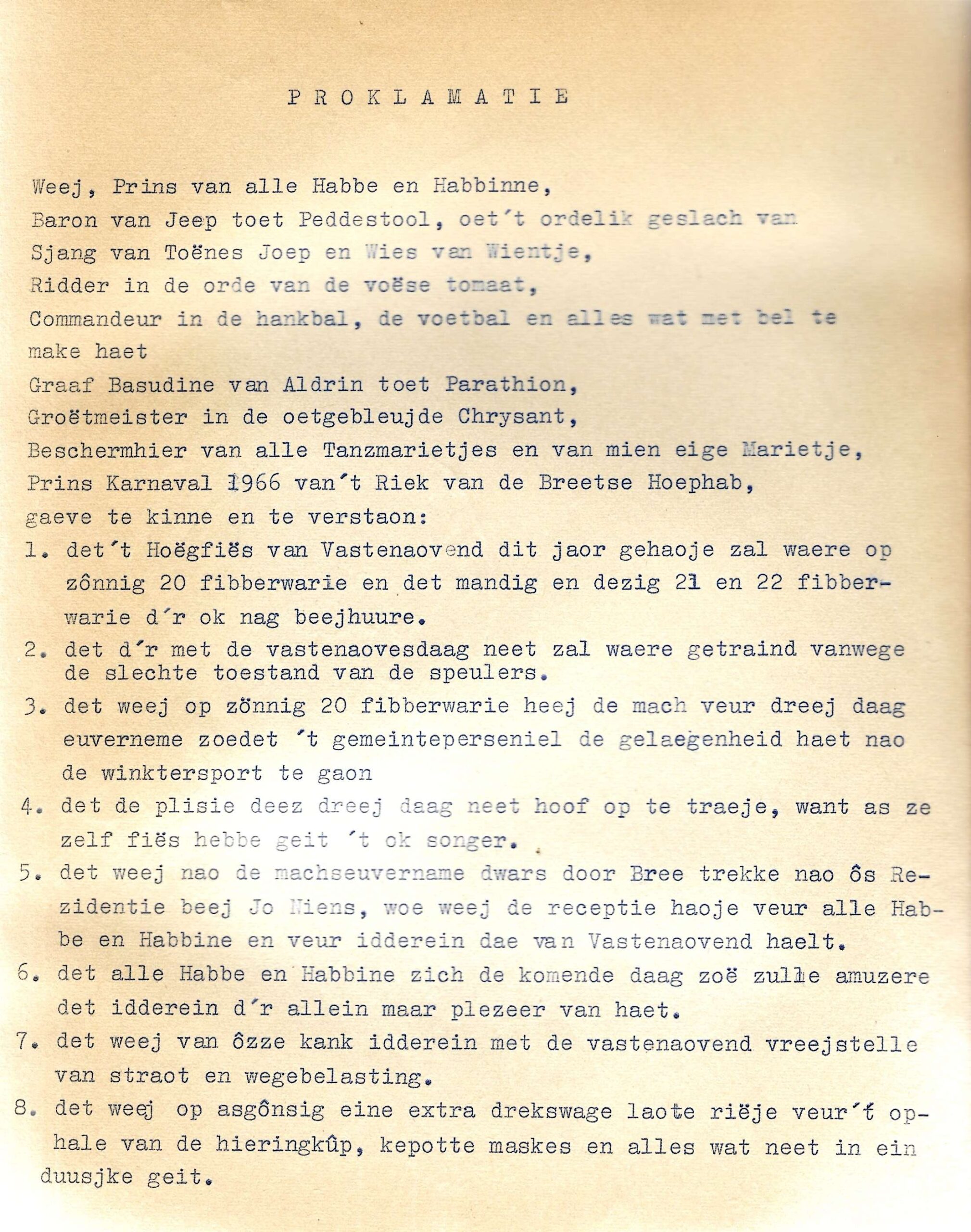 Proklamatie Prins Jos 1e