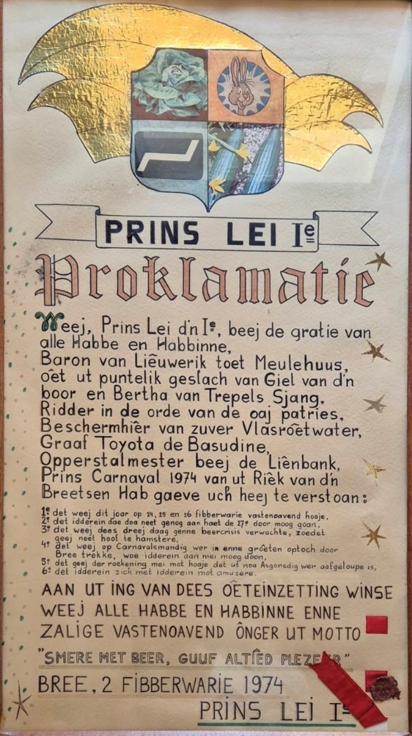 Prins Lei 1e en gezelschap van CV D’n Hab 1974
