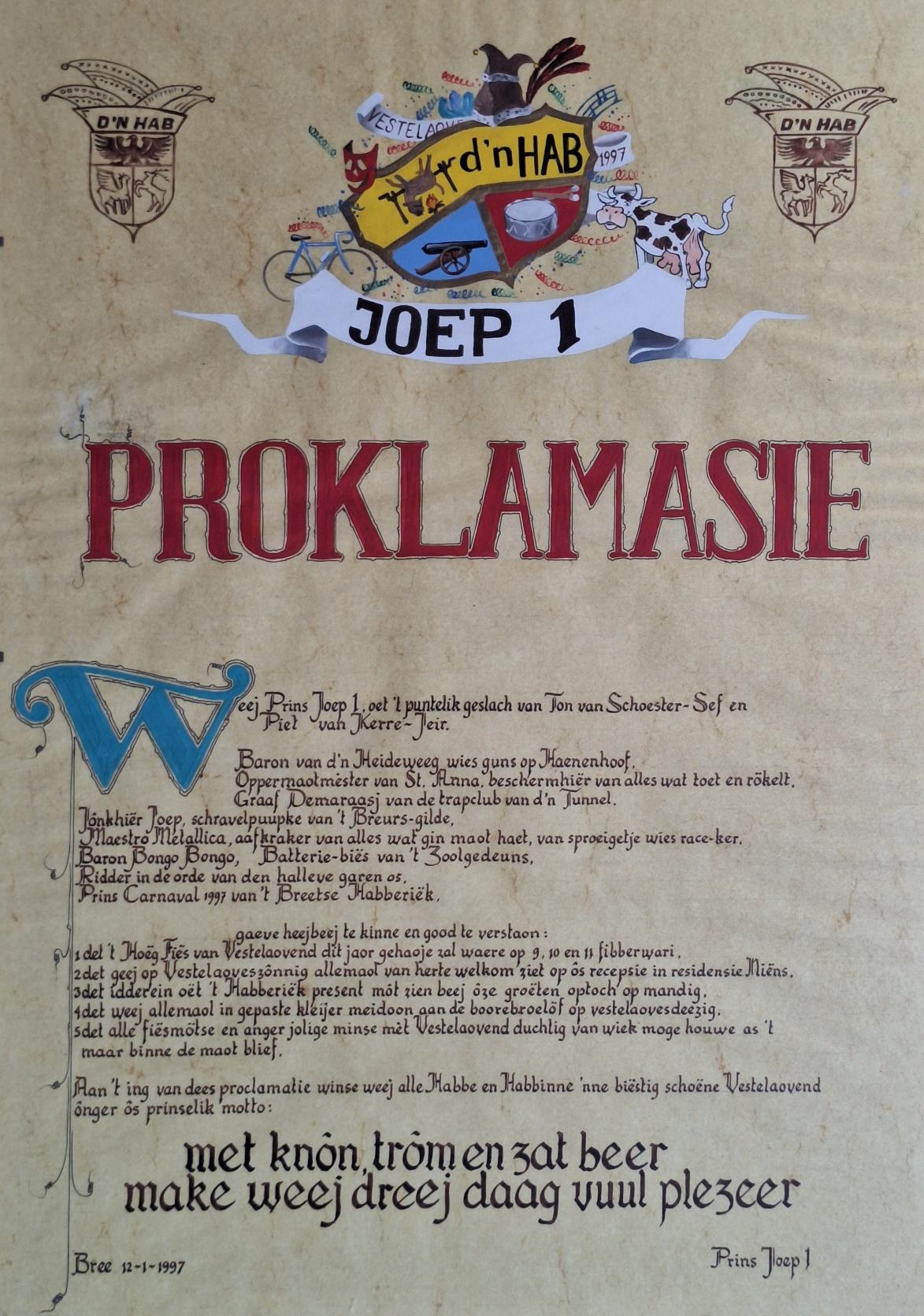 Proklamasie Prins Joep 1e