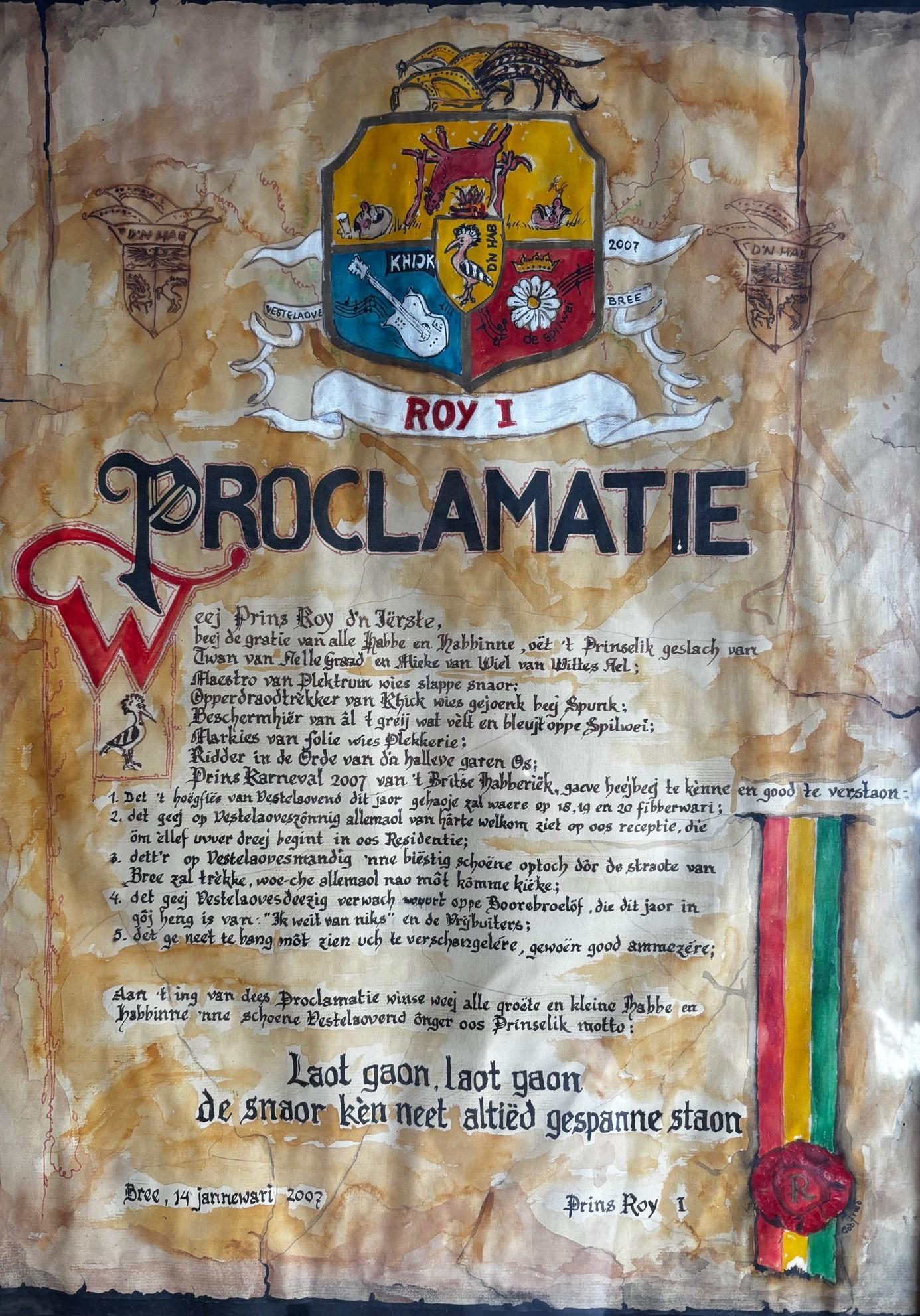 Proklamatie Prins Roy 1e