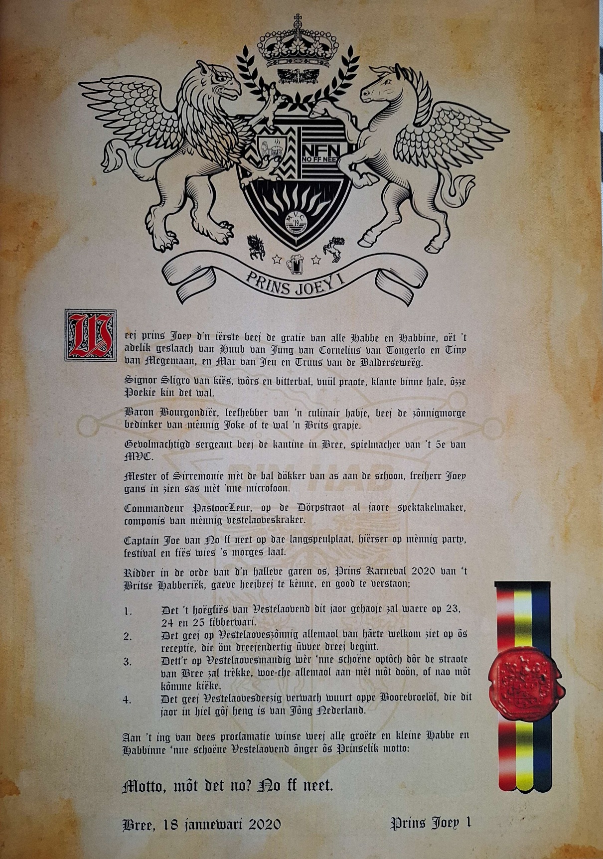 Proklamatie Prins Joey 1e