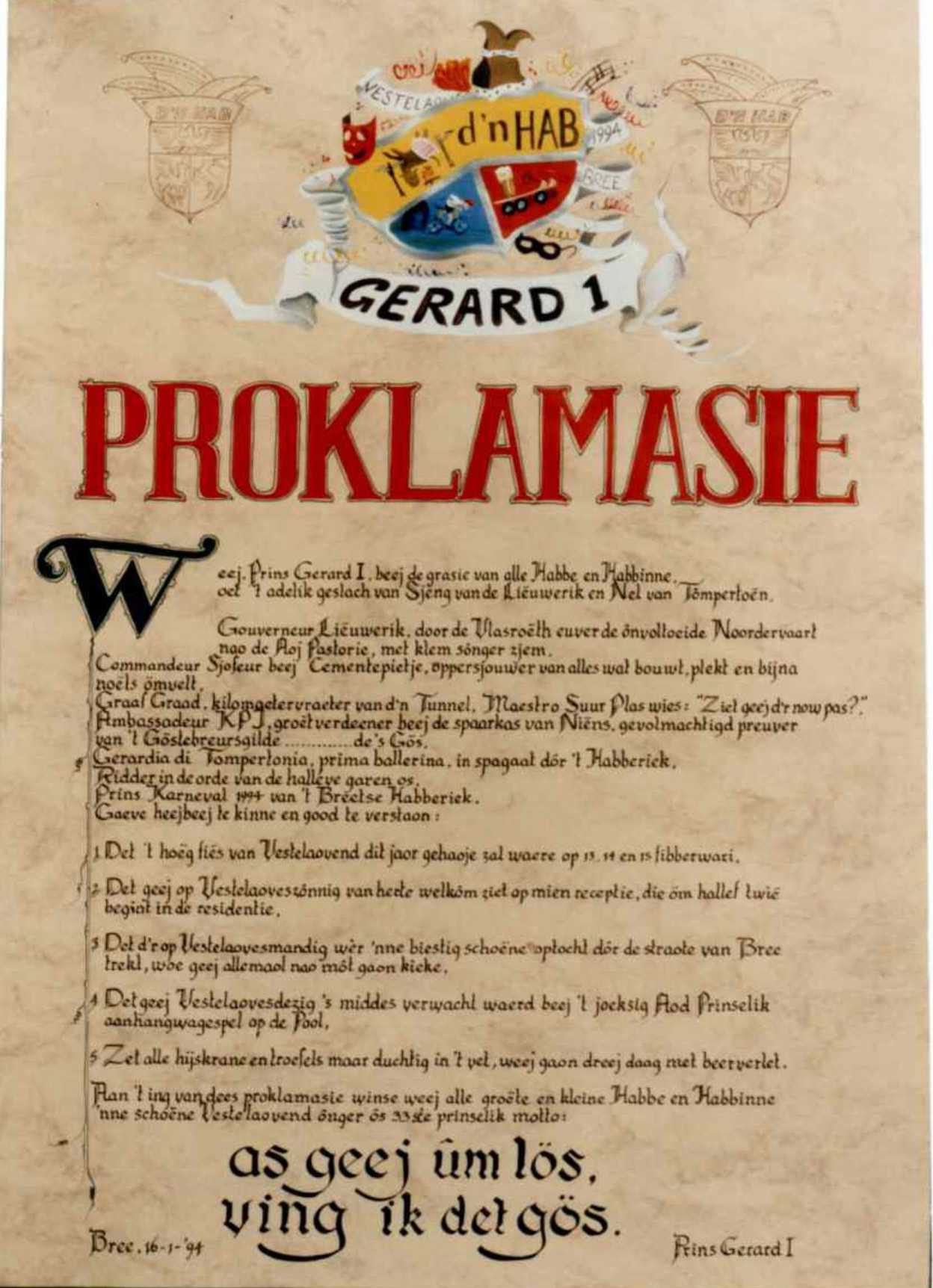 Proclamatie Prins Gerard 1e