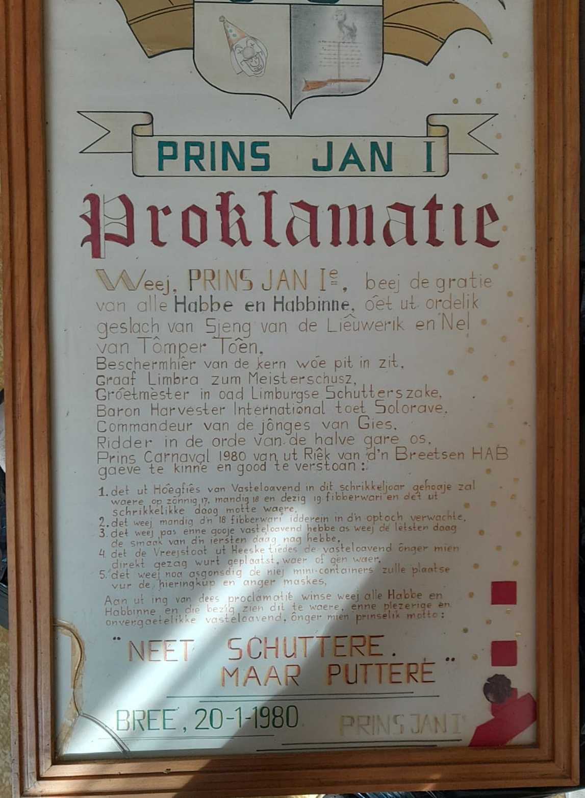 Proclamatie Prins Jan 1e